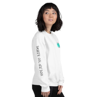 Skate On, My Son White Crew Neck Sweatshirt (Goofy Stance)